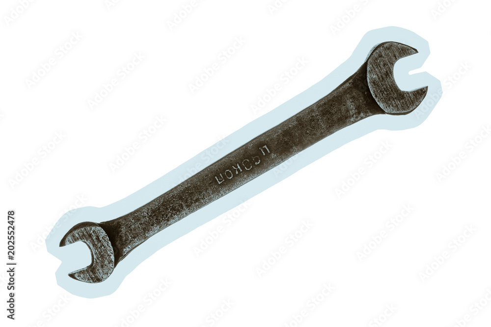 Old grungy wrench on white background. Isolated image of antiquare spanner. Old grungy wrench on white background. Isolated image of antiquare spanner.