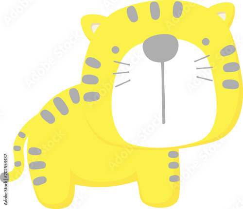 Fototapeta Naklejka Na Ścianę i Meble -  cute baby tiger isolated on white background. flat design for baby and children