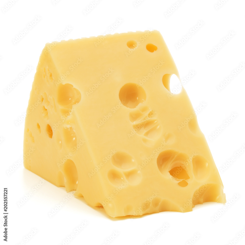 Cheese block isolated on white background cutout