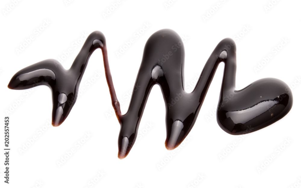Chocolate syrup drop isolated on white background Chocolate syrup drop isolated on white background