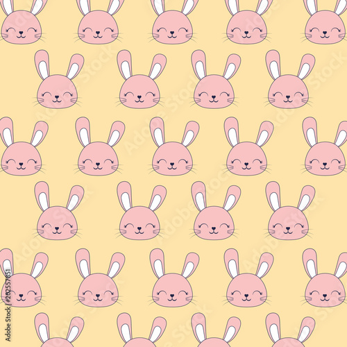 colorful background of cute rabbits  vector illustration
