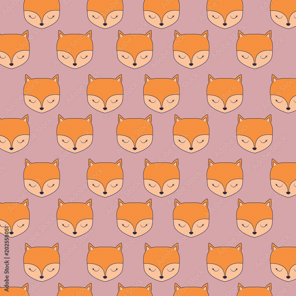 background with cute foxes pattern, vector illustration background with cute foxes pattern, vector illustration