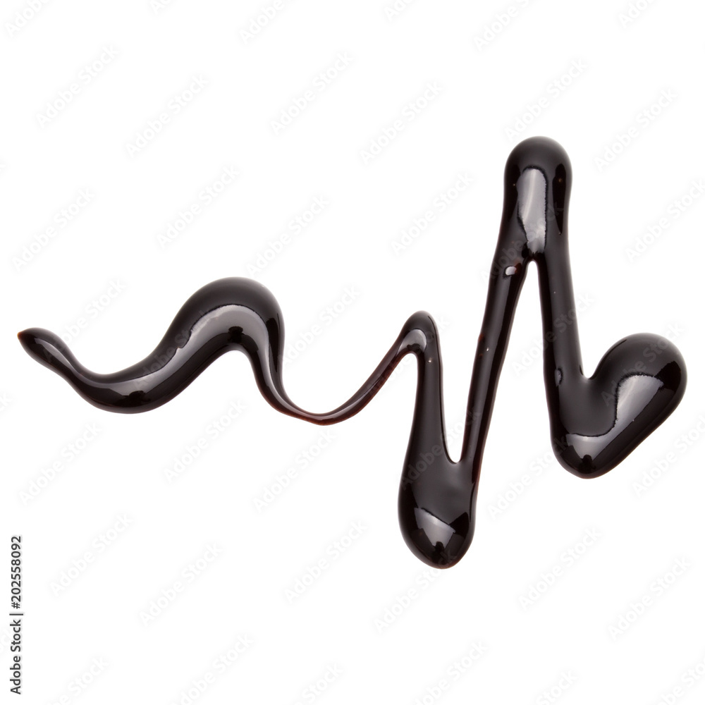 Chocolate syrup drop isolated on white background Chocolate syrup drop isolated on white background