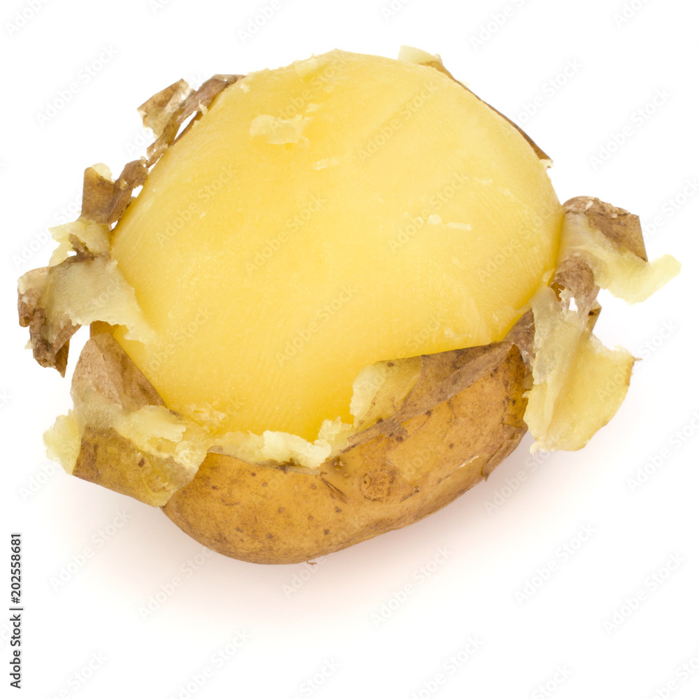 one boiled peeled potato isolated on white background cutout one boiled peeled potato isolated on white background cutout