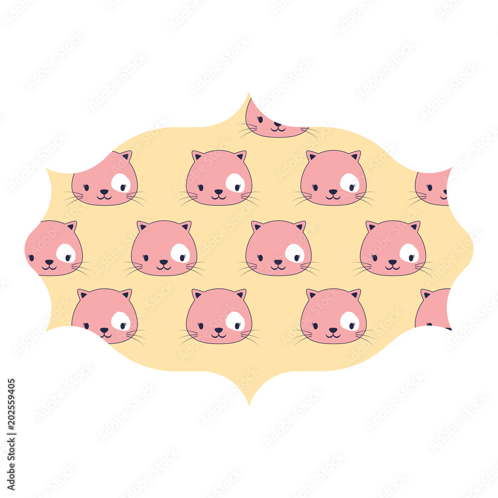 decorative arabic frame with cute cats pattern over white background, vector illustration decorative arabic frame with cute cats pattern over white background, vector illustration