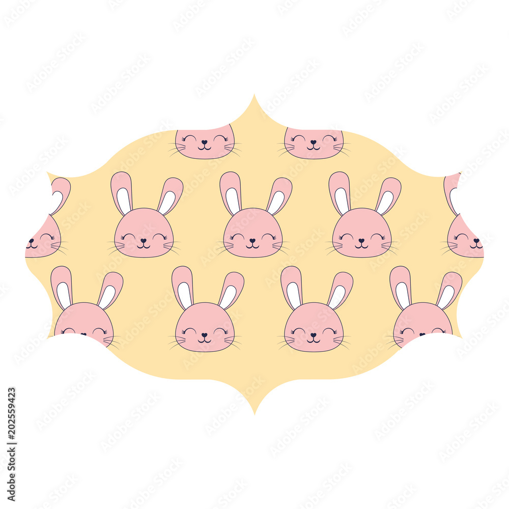 decorative arabic frame with cute rabbits over white background, colorful design. vector illustration decorative arabic frame with cute rabbits over white background, colorful design. vector illustration