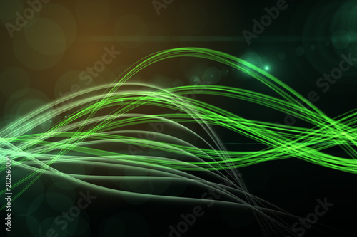Curved laser light design in green