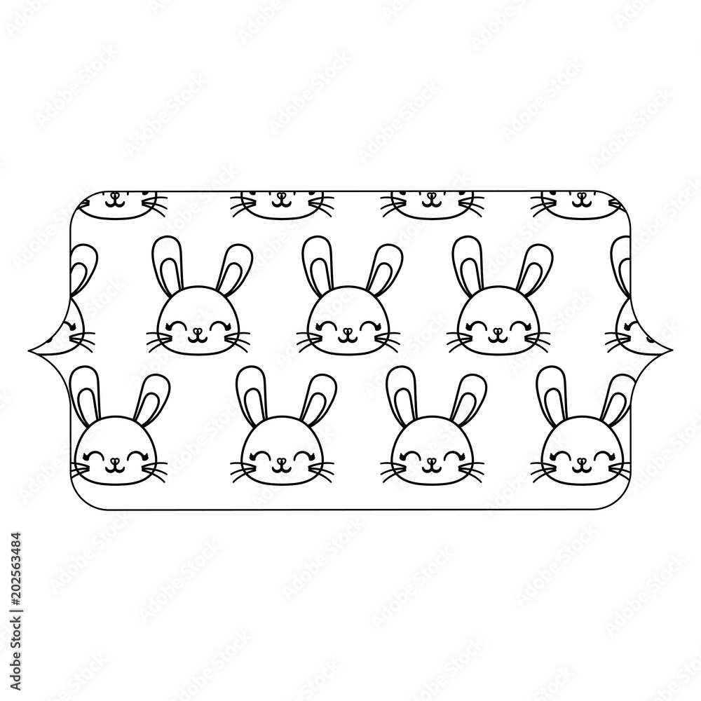 decorative banner with cute rabbits over white background, vector illustration decorative banner with cute rabbits over white background, vector illustration