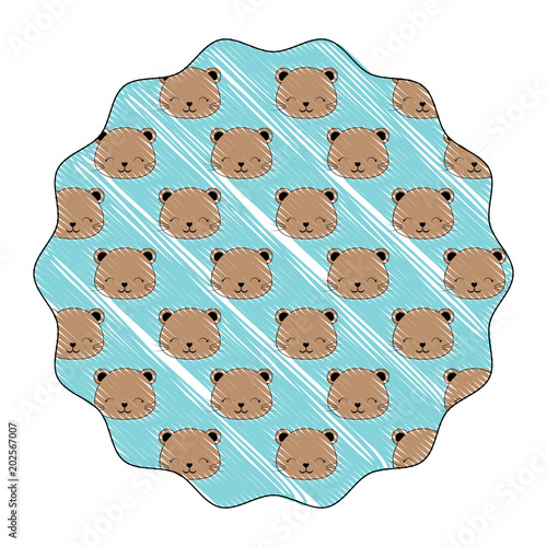 decorative circular frame with cute squirrles over white background, colorful design. vector illustration photo