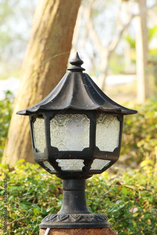 Lamp in the garden at vintage style