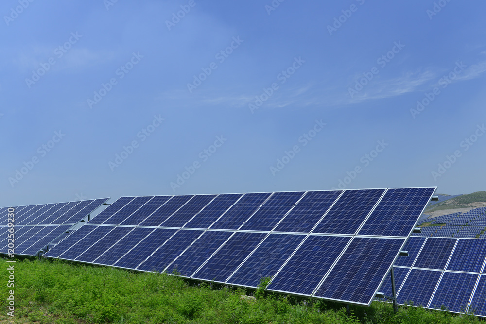 Solar power equipment, on the hillside Solar power equipment, on the hillside