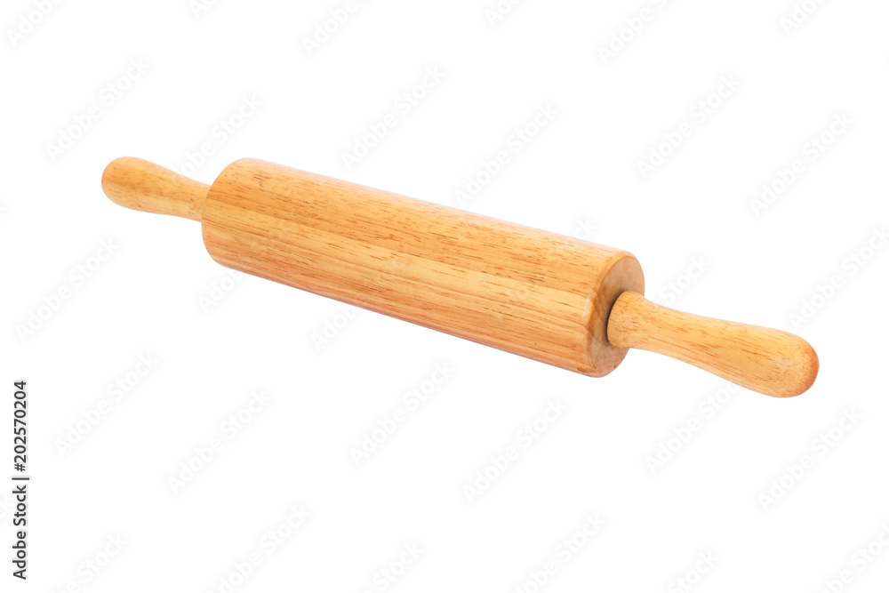 Wood rolling pin isolated on white background Wood rolling pin isolated on white background