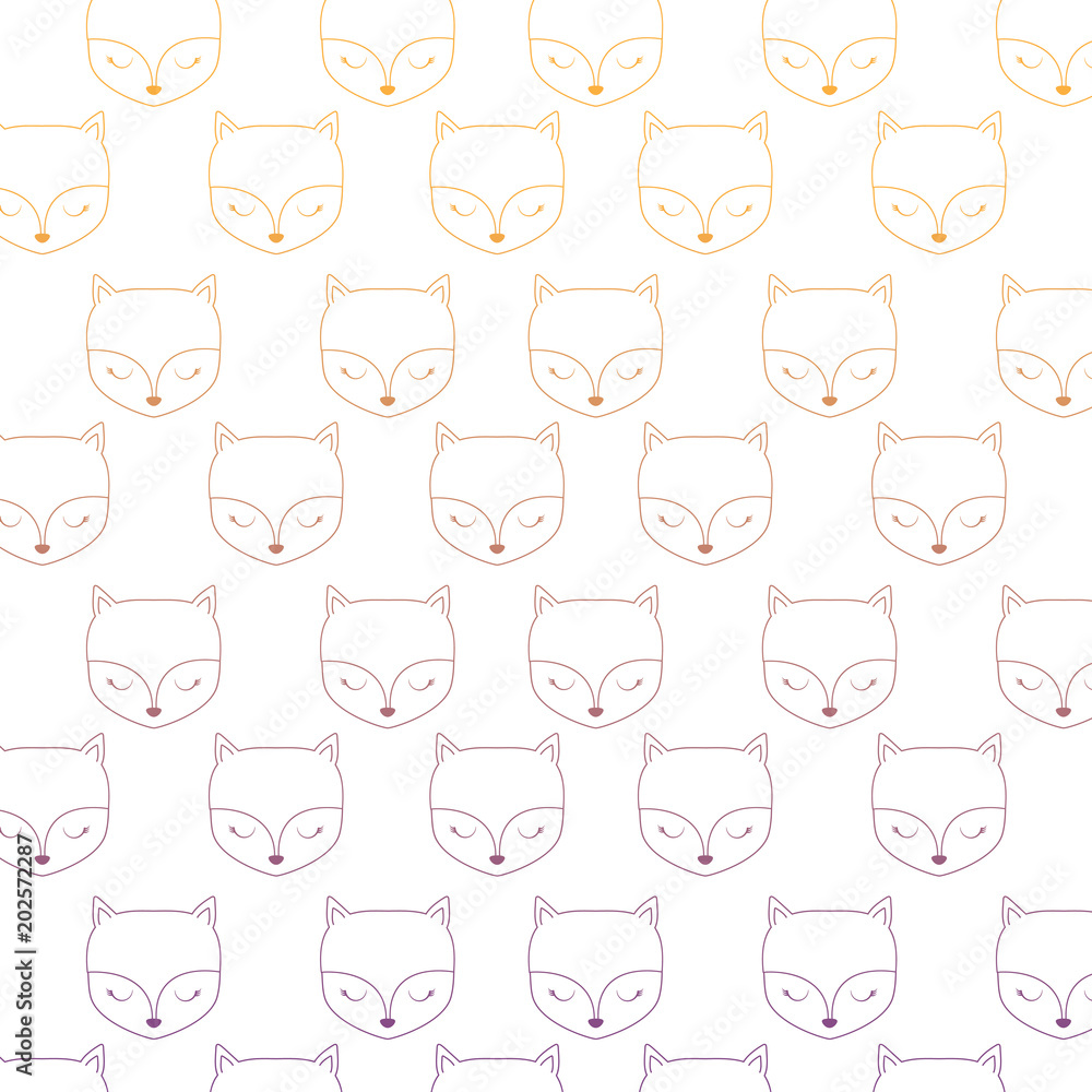 background with cute foxes pattern, vector illustration