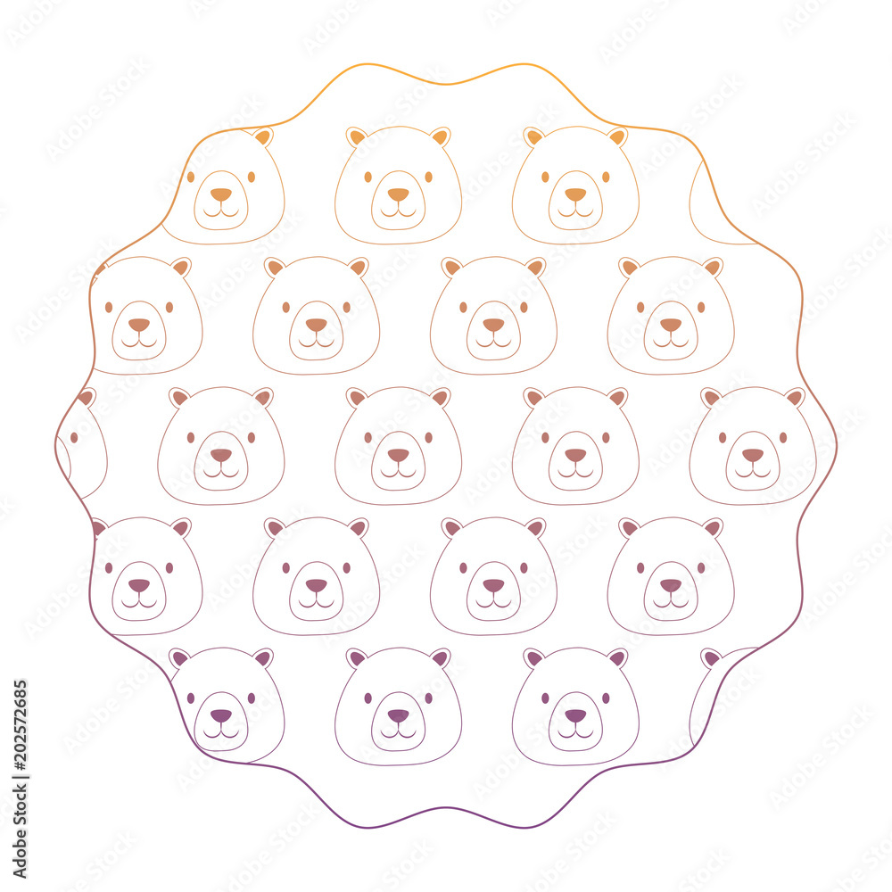 Fototapeta premium decorative circular frame with cute bears over white background, colorful design. vector illustration