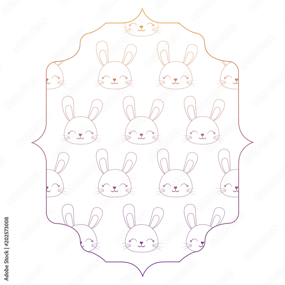 decorative arabic frame with cute rabbits over white background, colorful design. vector illustration decorative arabic frame with cute rabbits over white background, colorful design. vector illustration