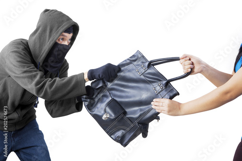 Robber trying to snatch a handbag from his victim