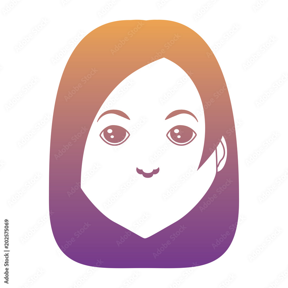 cartoon woman with long hair over white background, colorful design. vector illustration