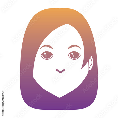 cartoon woman with long hair over white background  colorful design. vector illustration