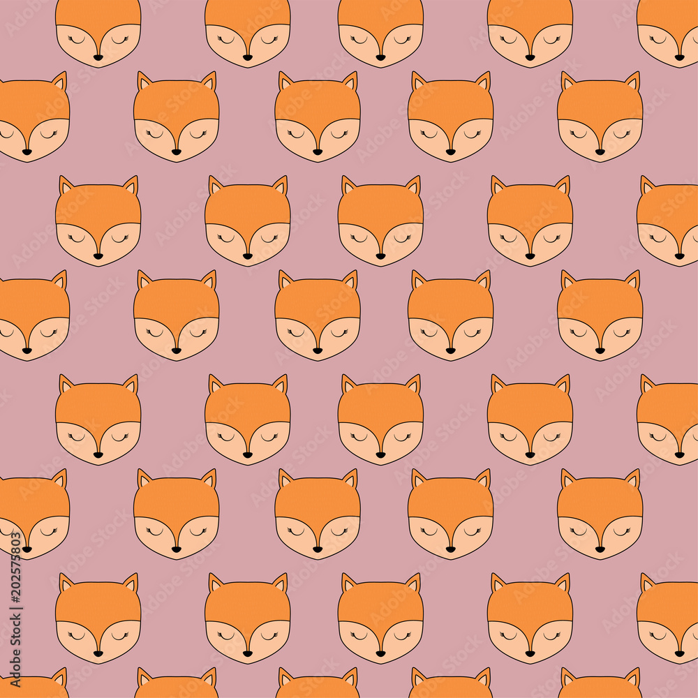 background with cute foxes pattern, vector illustration