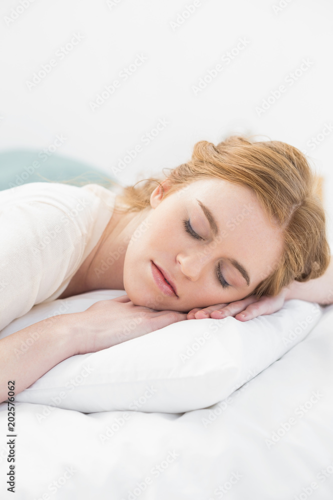 Close up of pretty woman sleeping in bed Close up of pretty woman sleeping in bed
