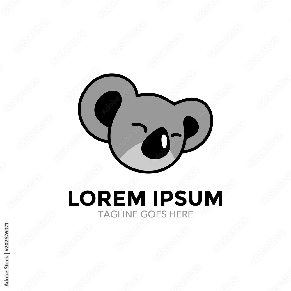 Naklejka premium logo maskotki postaci koala
