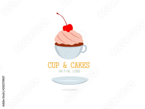 cupcakes initial logo vector illustator