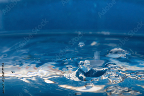 Water drop on a blue background