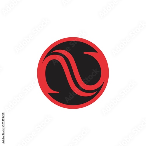 red letter nu in black circle logo vector