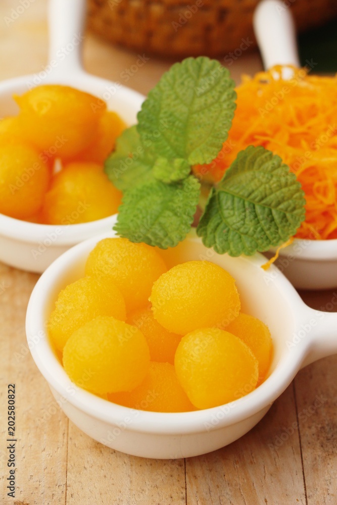golden sweet is egg yolk ,Thai dessert golden sweet is egg yolk ,Thai dessert