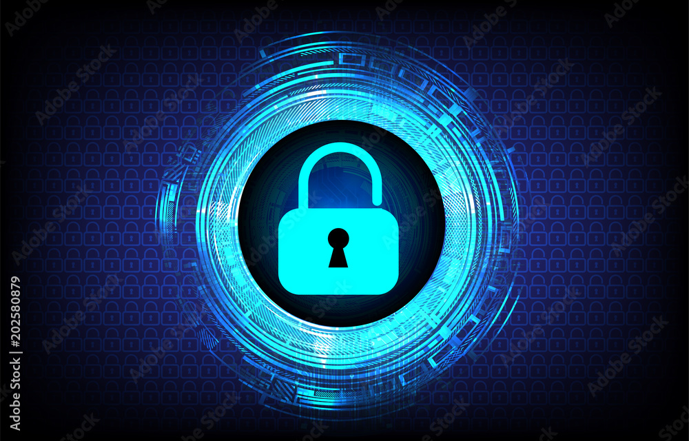 Safety concept, Closed Padlock on digital background, cyber security, Blue abstract hi speed internet technology background illustration. key vector Safety concept, Closed Padlock on digital background, cyber security, Blue abstract hi speed internet technology background illustration. key vector