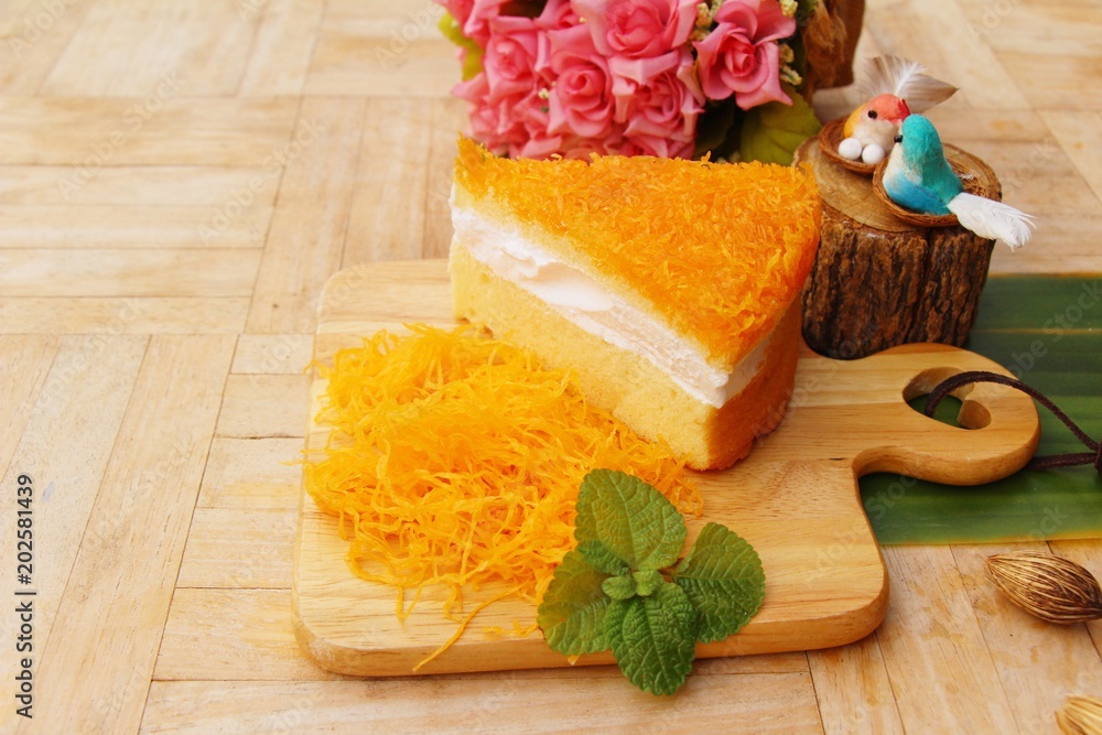 Cake golden sweet is egg yolk delicious Cake golden sweet is egg yolk delicious