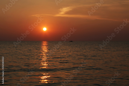 Landscape sunset on the sea in thailand