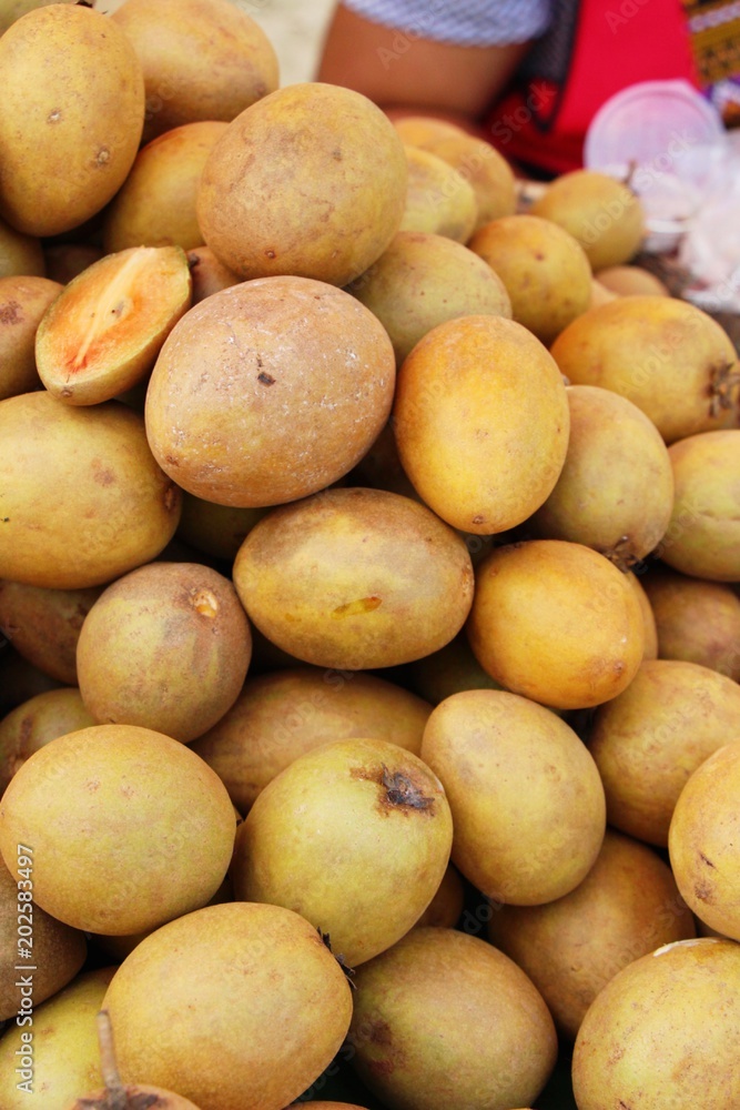 Sapodilla fruit is delicious at street food Sapodilla fruit is delicious at street food