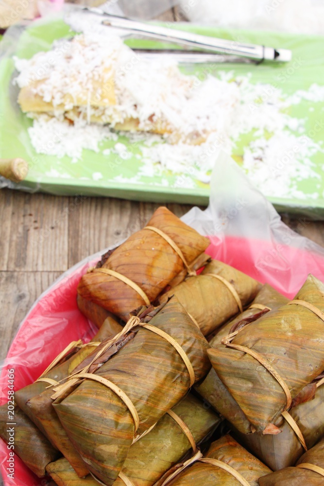 Sticky rice with coconut delicious ,Thai dessert Sticky rice with coconut delicious ,Thai dessert