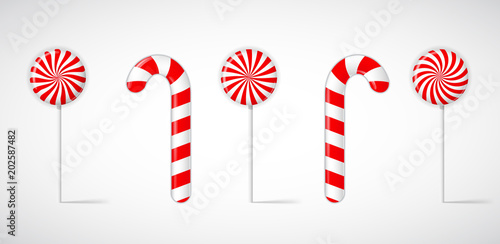 Realistic Sweet Lollipop Candy Set on White Background. Illustration