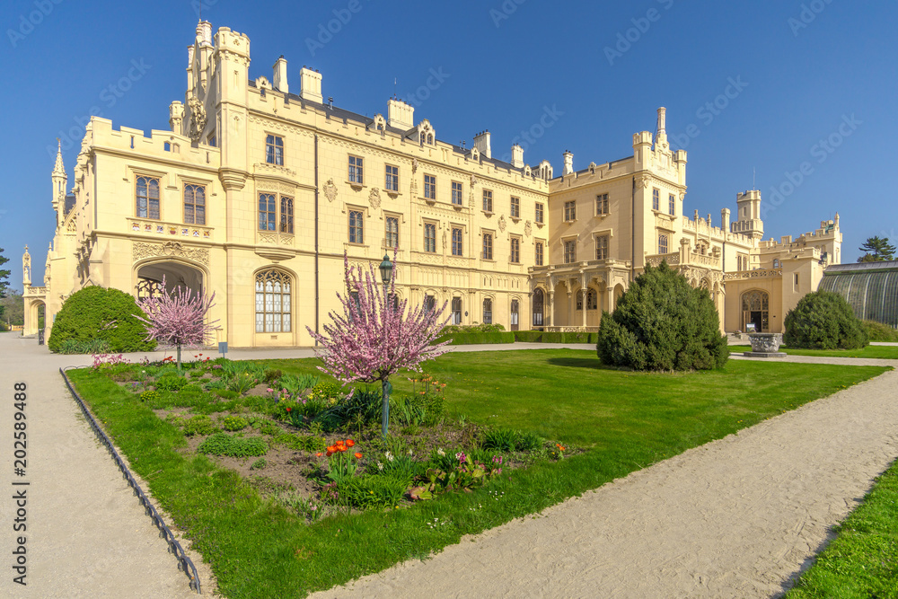 View at the Lednice castle from park - Czech republic,Moravia