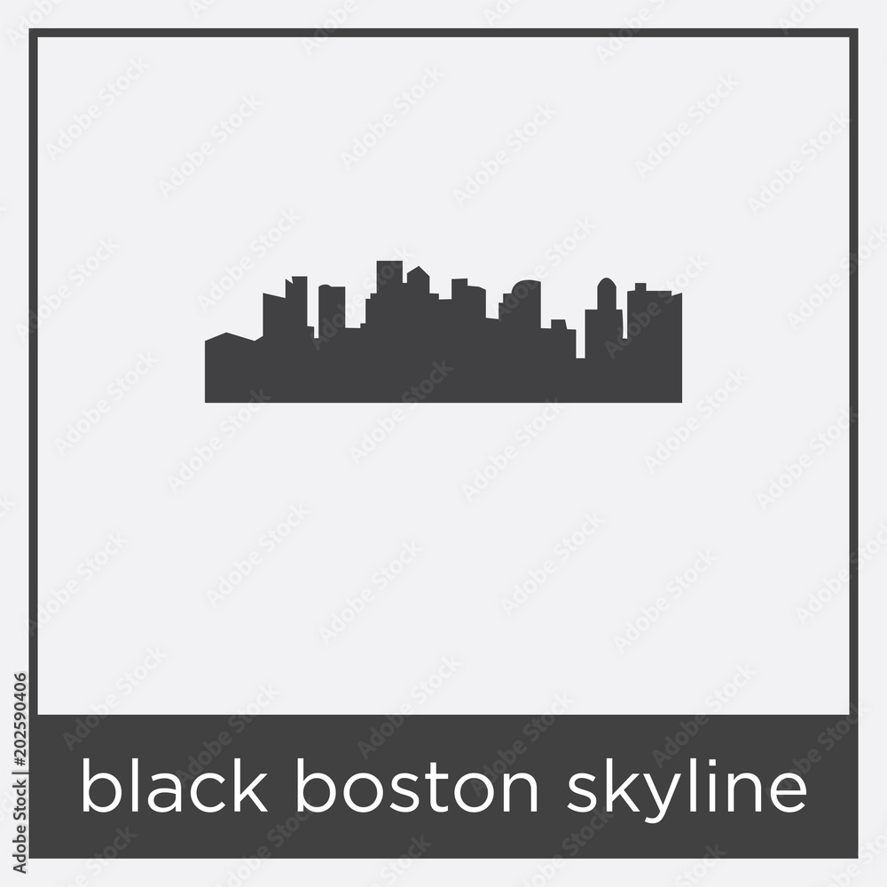 Obraz premium black boston skyline icon isolated on white background