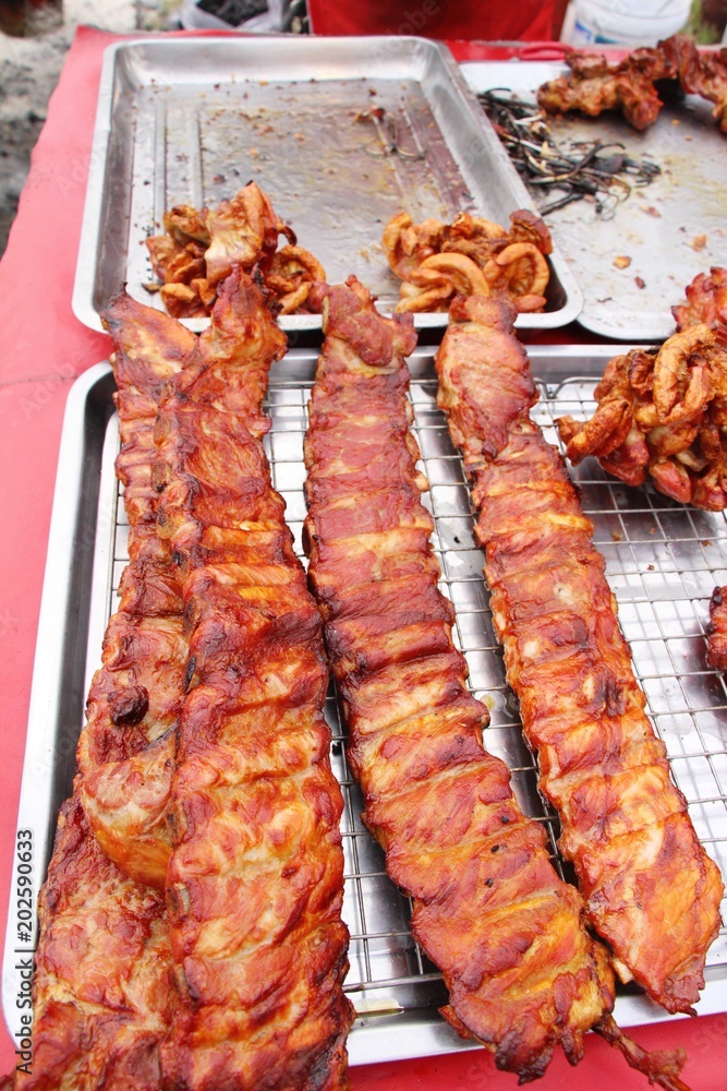 Grilled pork ribs delicious at street food