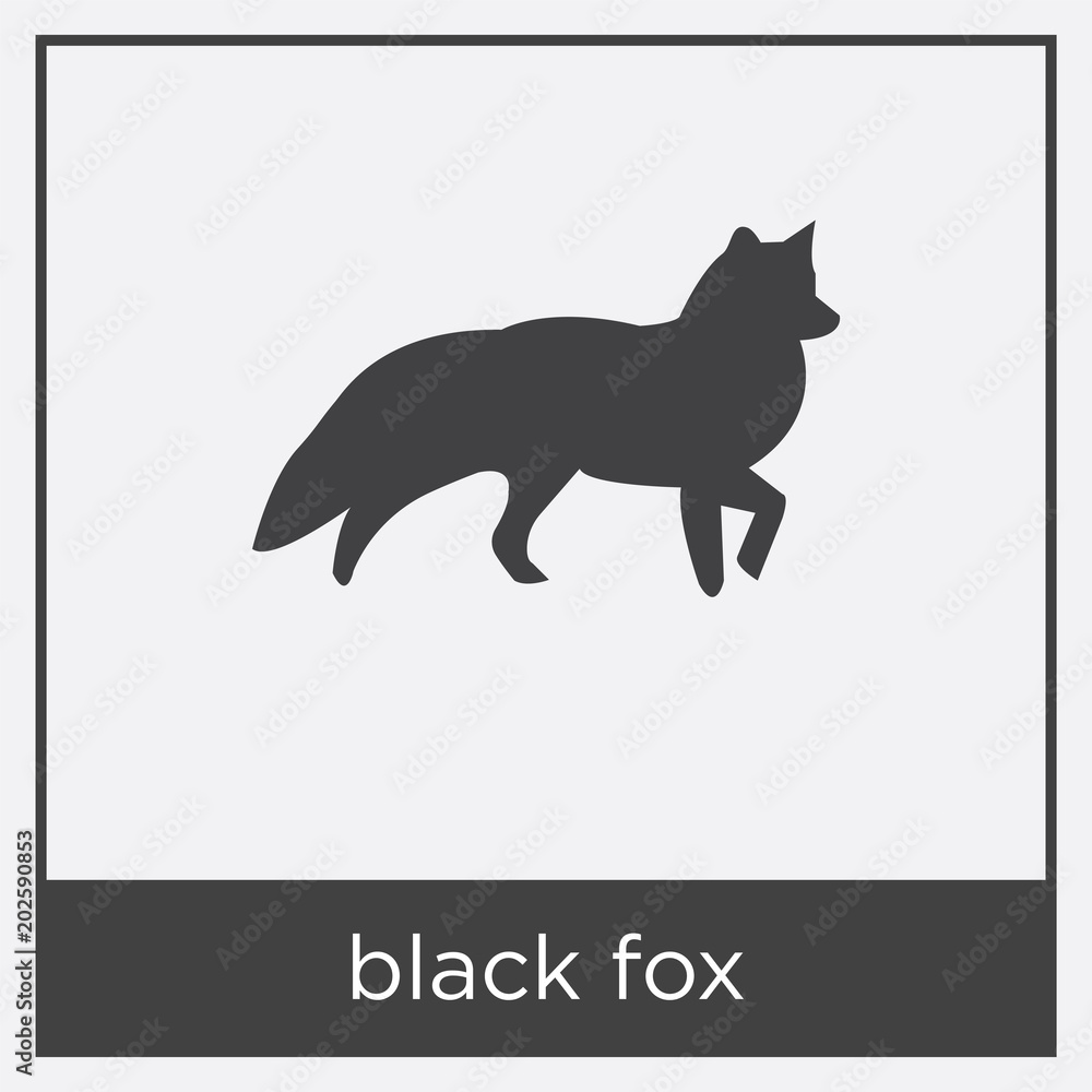 black fox icon isolated on white background