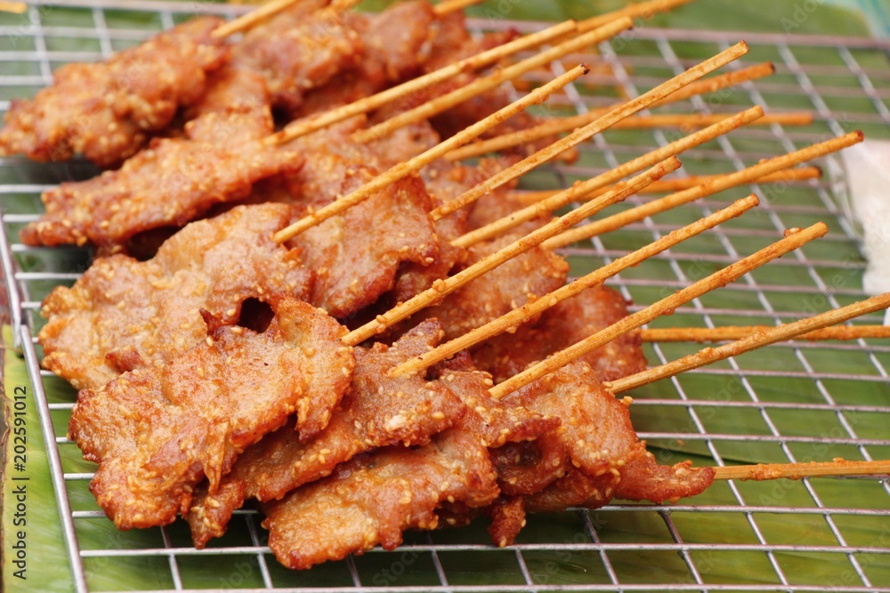 Roasted pork is delicious at street food Roasted pork is delicious at street food