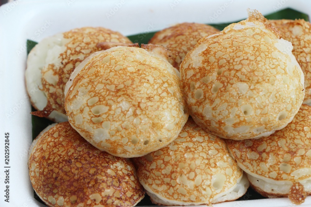 Coconut milk mix sugar and flour ,Thai dessert Coconut milk mix sugar and flour ,Thai dessert