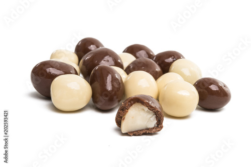 nuts in chocolate glaze isolated