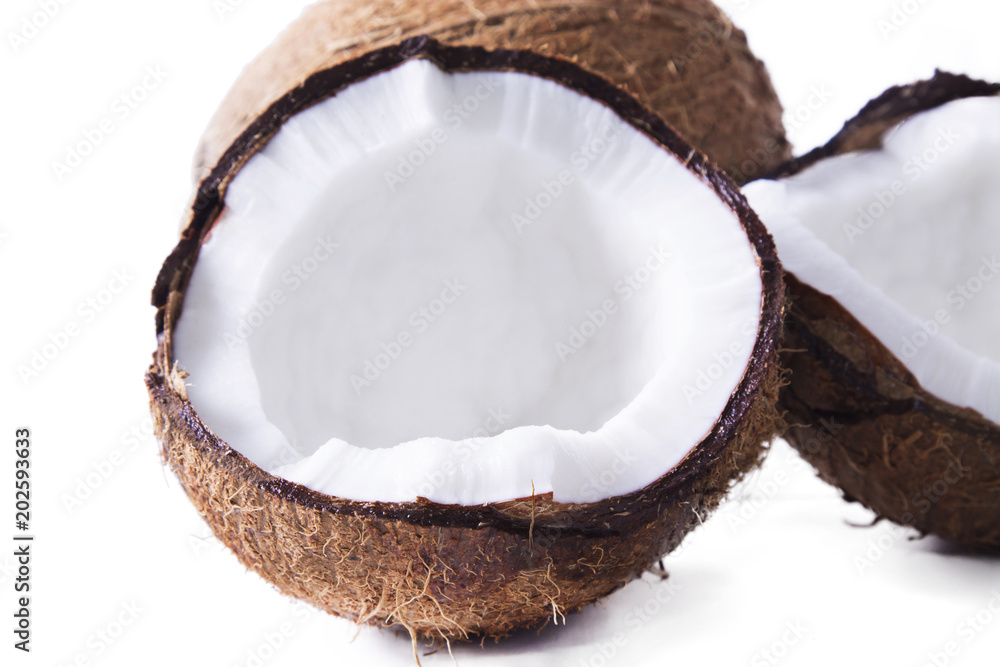 pieces of coconut isolated on white pieces of coconut isolated on white