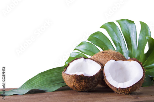 coconut open to natural on withe isolated
