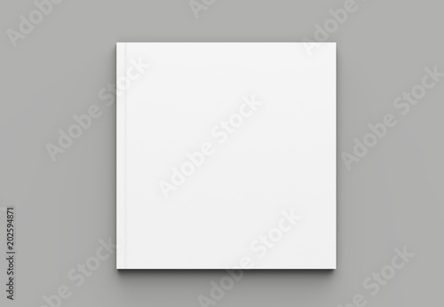 Soft cover square brochure, magazine, book or catalog mock up isolated on gray background. 3D illustrating.