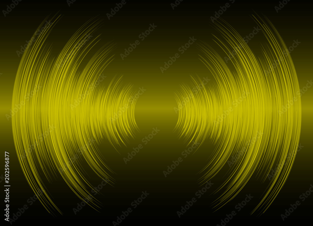 Sound waves oscillating dark yellow light, Abstract technology