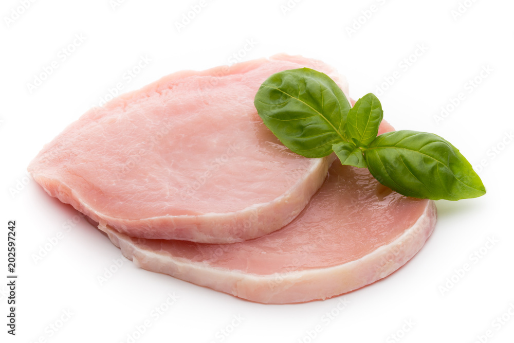Fresh raw beef steak isolated on white background, top view. Fresh raw beef steak isolated on white background, top view.
