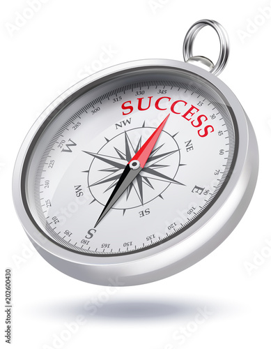 Direction to Success Conceptual Compass. Realistic vector 3d illustration
