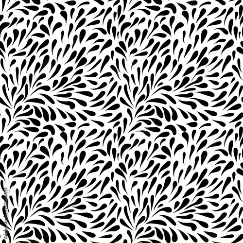 Abstract pattern. Stylized leaves, drops, cute seamless drop background for your design