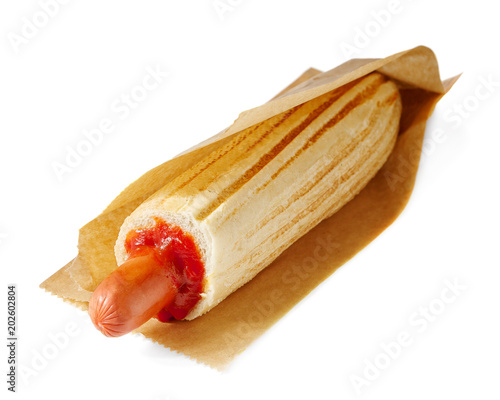 фотографія French Hot Dog isolated on white background